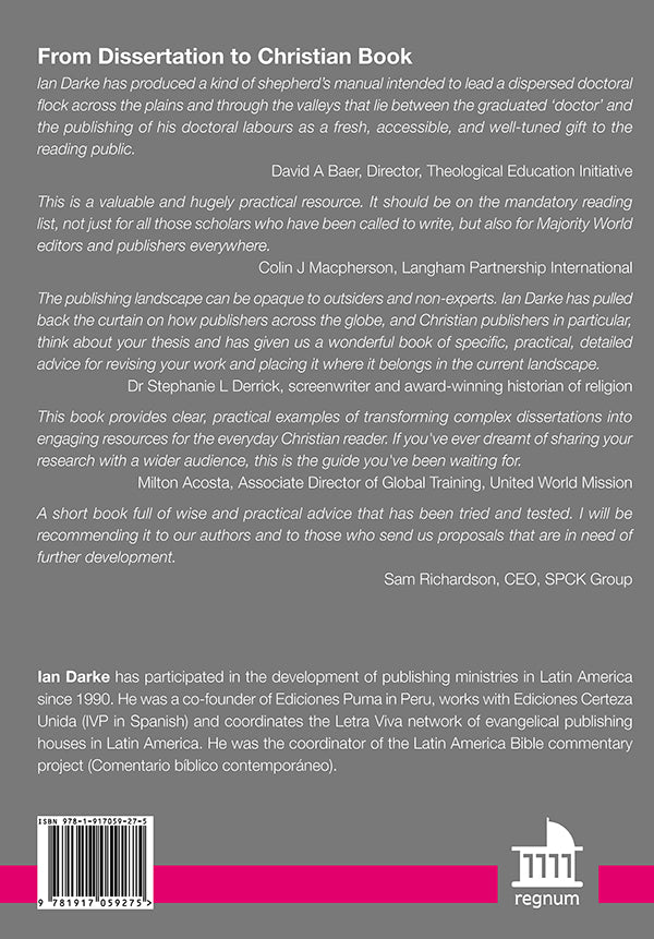 From Dissertation to Christian Book